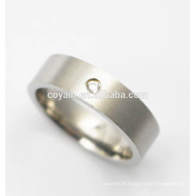 316l Stainless Steel Couple Lovers Silver Matte Surface titanium wedding ring small stone inlay rings for women